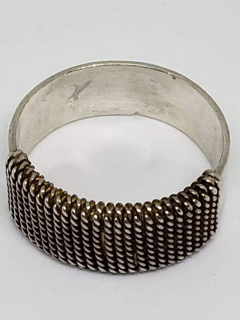 Hand Crafted Sterling Silver Wire Wrap Cigar Band Ring - Size 7.75